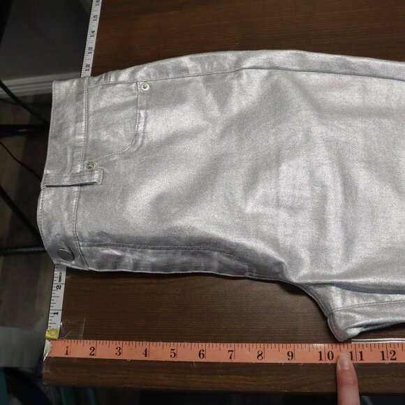 Boston Proper Metallic Pants Women 10 Silver Festive Holiday Party Night Out - Picture 13 of 16
